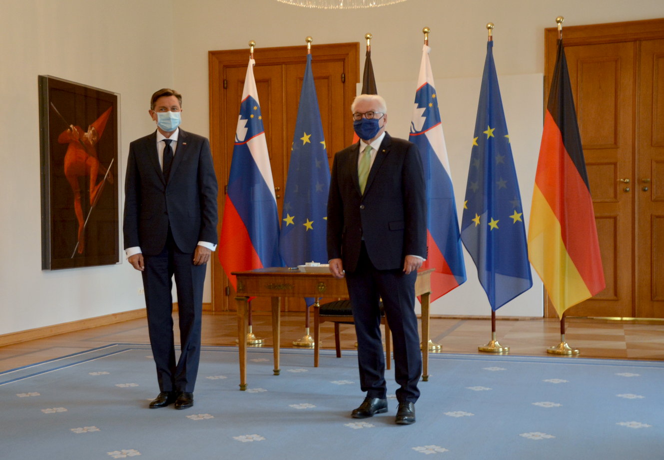 Sloweniens Präsident Borut Pahor von Bundespräsident Frank-Walter Steinmeier im Schloss Bellevue empfangen