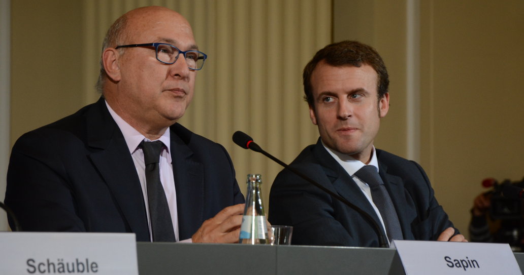 Französische Finanzminister Michel Sapin und Wirtschaftsminister Emmanuel Macron