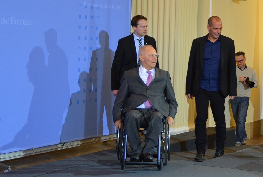 Griechischer Finanzminister Varoufakis bei Wolfgang Schäuble
