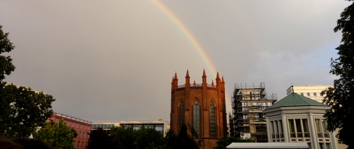 PKM Sommerfest 2016 Regenbogen über der Friedrichswerderschen Kirche