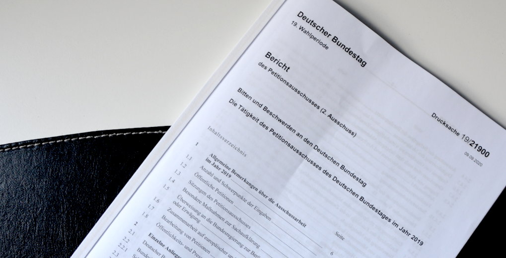 Petitionsausschuss des Bundestages legt Bericht für 2019 vor